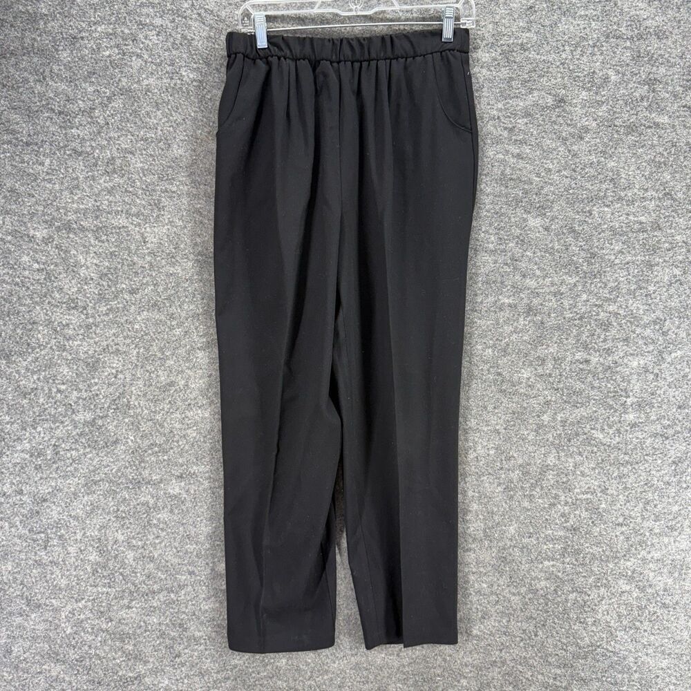 Briggs New York Dress Pants Women 10P Petite Black High Rise Pleated Pull On